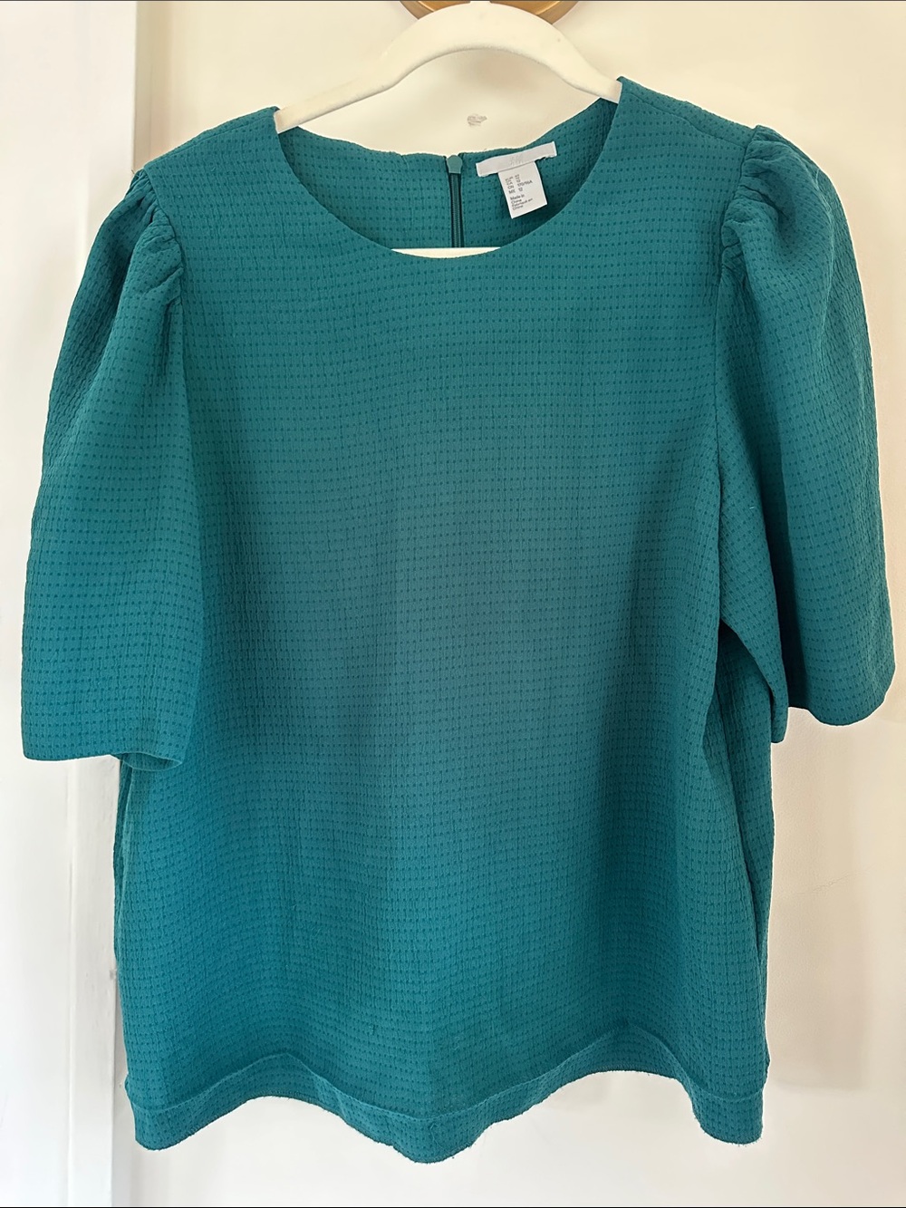 Emerald green Puff-Sleeve Women's Top